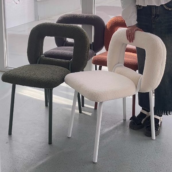 Contemporary Scandinavian Lambswool Donut Design Dining Chair Backrest For Dining Room - Image 11