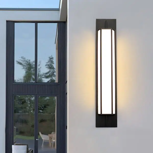 Modern Minimalist Long Square PMMA Stainless Steel LED Outdoor Wall Sconce Lamp For Garden - Image 9