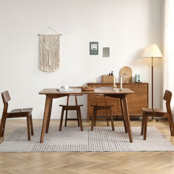 Contemporary Nordic Ash Wood Square Rectangular Dining Chair Backrest For Dining Room - Image 8