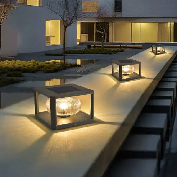 Modern Simplicity Solar Waterproof Stainless Steel Aluminum Glass Cube Ball 1-Light Landscape Lighting Outdoor Light For Outdoor Patio - Image 2