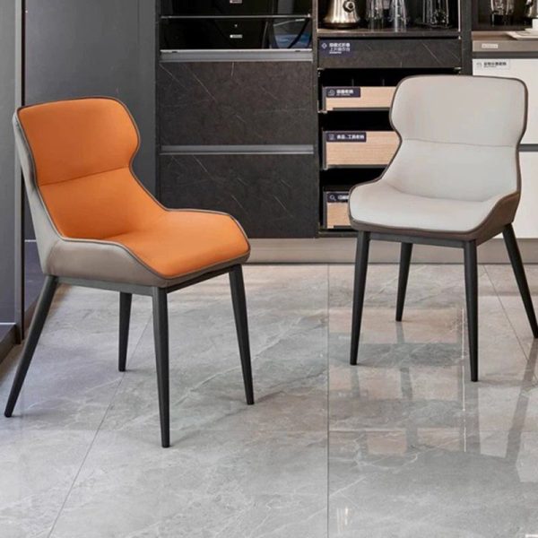 Contemporary Luxury Microfiber Leather Upholstered Dining Chair Backrest For Dining Room - Image 8