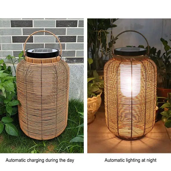 Outdoor Solar Rattan Weaving Round Jar LED Waterproof Garden Landscape Light - Image 7