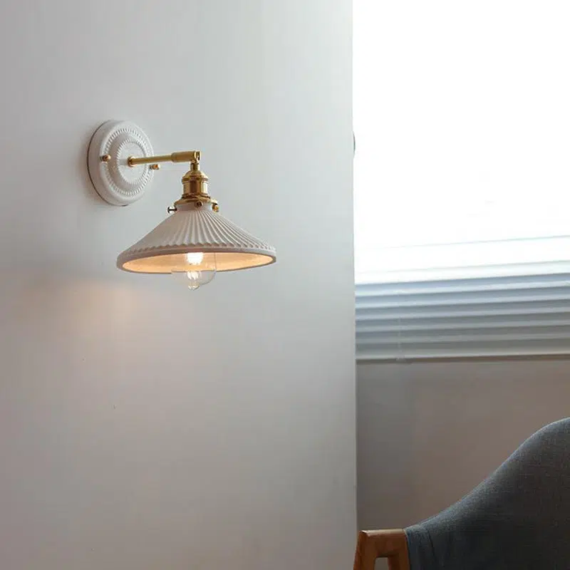 02-337cdf6b-5a1d-4cf3-9884-15db1fcdf233.jpg Vintage Japanese Ceramic Brass 1-Light Wall Sconce Lamp - Image 1