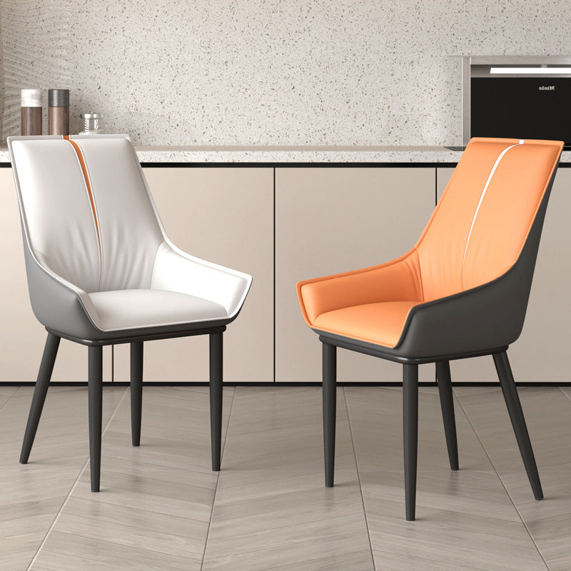 02-3500a709-c418-4029-92a3-2d95164e9a0d.jpg Contemporary Nordic Square Leather Upholstered Dining Chair Backrest Armrest For Dining Room - Image 1