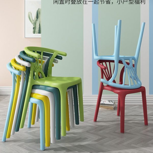 Contemporary Scandinavian Arc Plastic Stackable Dining Chair Backrest For Dining Room - Image 26