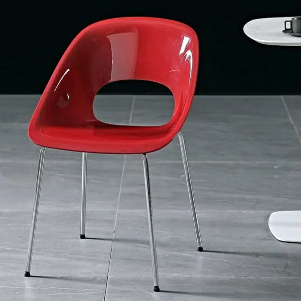 Contemporary Creative Square Hollow Out Backrest PP Metal Dining Chair For Dining Room - Image 8