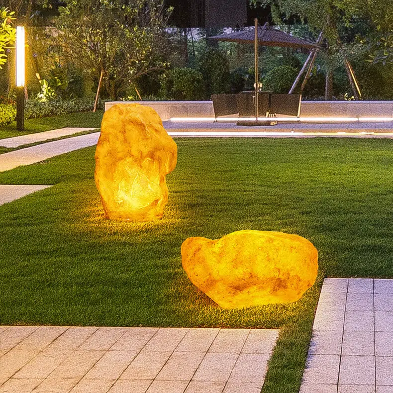 02-42fb46d8-8b06-48b7-8d87-f46178dde493.jpg Contemporary Creative Resin Imitation Mountain LED Lawn Landscape Light For Outdoor Patio - Image 1