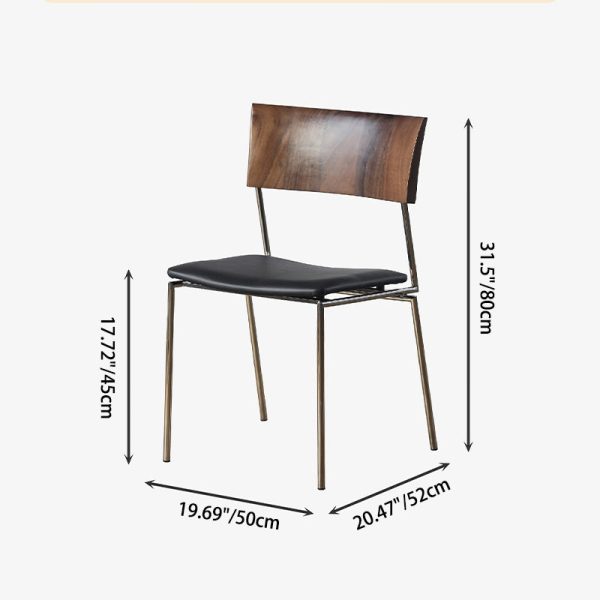 Contemporary Nordic Rectangular Curved Backrest Wood Leather Dining Chair For Dining Room - Image 4
