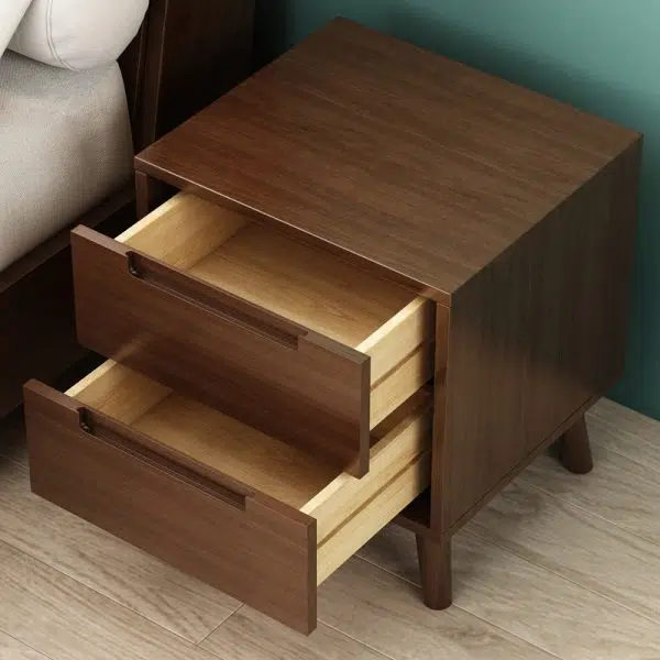 Contemporary Nordic Rectangular Solid Wood Nightstand 1/2 Drawer For Bedroom - Image 5