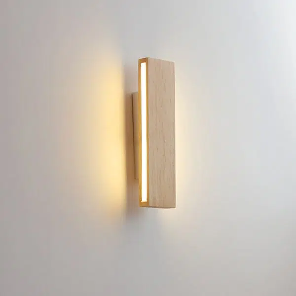 Japanese Minimalist Log Rectangular Flat Rotatable LED Wall Sconce Lamp - Image 6