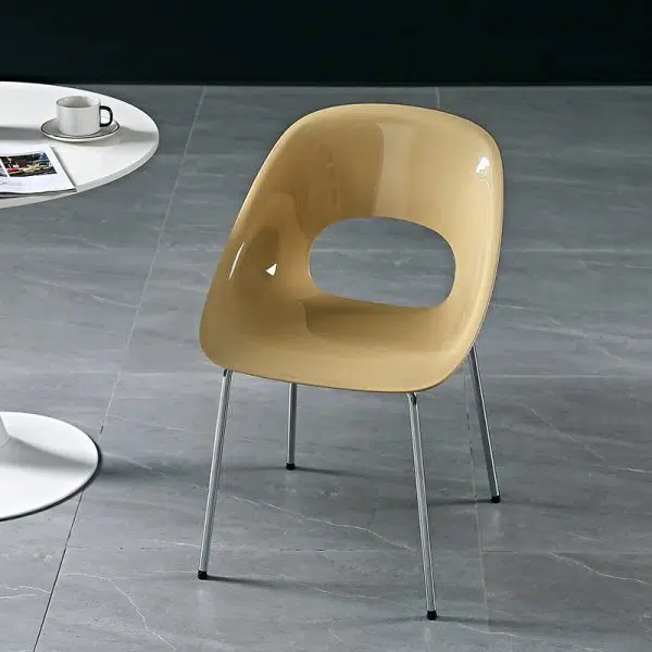 Contemporary Creative Square Hollow Out Backrest PP Metal Dining Chair For Dining Room - Image 9