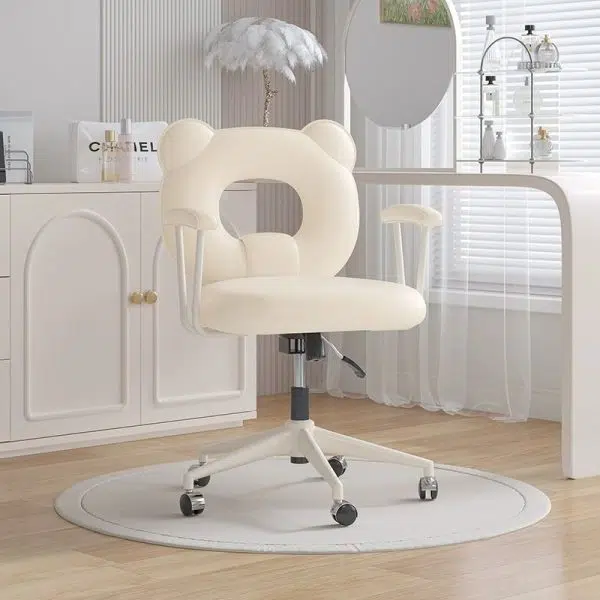 Contemporary Nordic Leather Steel Iron Sponge Bear Square Desk Chair Backrest Armrest Adjustable For Home Office - Image 9