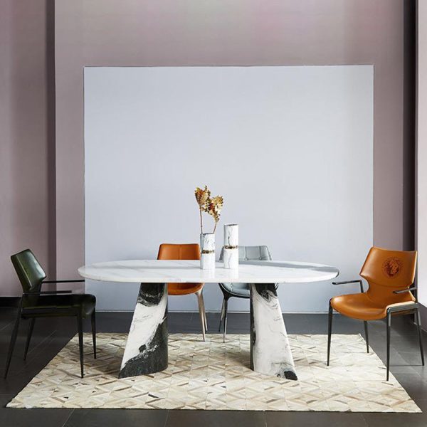 Contemporary Luxury Leather Metal Tapered Legs Dining Chair Backrest For Living Room - Image 17