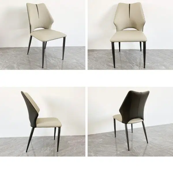Contemporary Luxury Square Microfiber Leather Carbon Steel Dining Chair Backrest For Dining Room - Image 16
