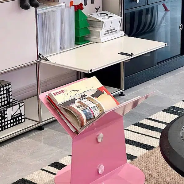 Contemporary Creative Round Square Metal End Table 1-Tier For Living Room - Image 2