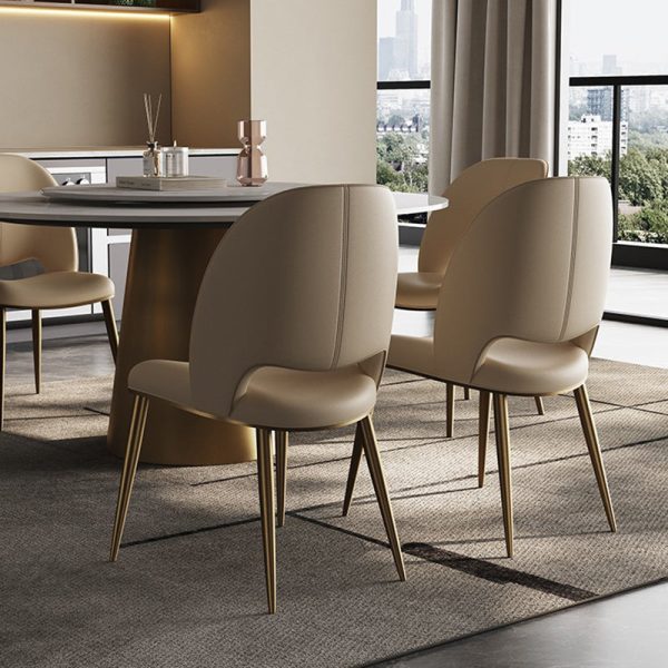 Contemporary Nordic Square Curved Upholstered Leather Stainless Steel Dining Chair Backrest For Dining Room - Image 9