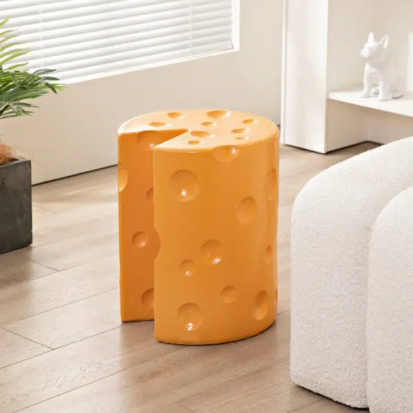 Contemporary Creative Kids Round Cylinder Cheese Resin Side Table For Bedroom - Image 11