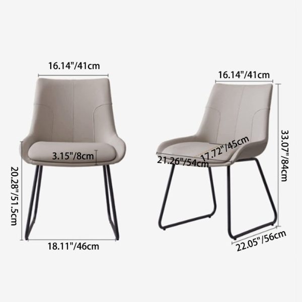 Contemporary Nordic Rectangular Upholstered Trapezoidal Base Leather Metal Dining Chair Backrest For Dining Room - Image 2