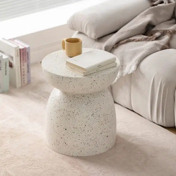 Contemporary Nordic Round Cylinder Magnesium Oxide End Table For Bedroom - Image 11