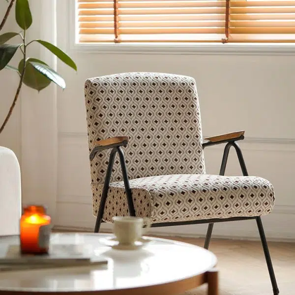 Contemporary Luxury Rectangular Iron Fabric Accent Chair Backrest Armrest For Living Room - Image 10