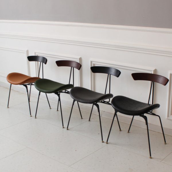 Contemporary Industrial Ant Arch Wood Rebar Leather Fabric Sponge Dining Chair Backrest For Dining Room - Image 50