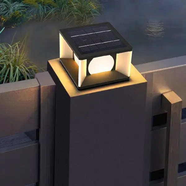 Simple Patio Solar Post Head Light Square LED Outdoor Landscape Light - Image 3