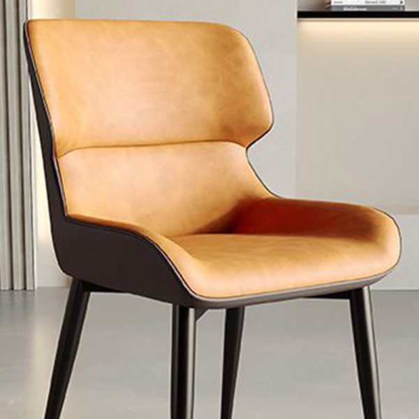 Contemporary Scandinavian Leather Carbon Steel Sponge Square Vein Lines Dining Chair Backrest For Dining Room - Image 14