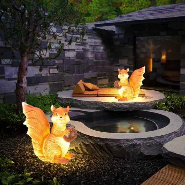 Contemporary Creative Solar Animal Rabbit Squirrel Resin Fiberglass LED Outdoor Landscape Light For Garden - Image 22