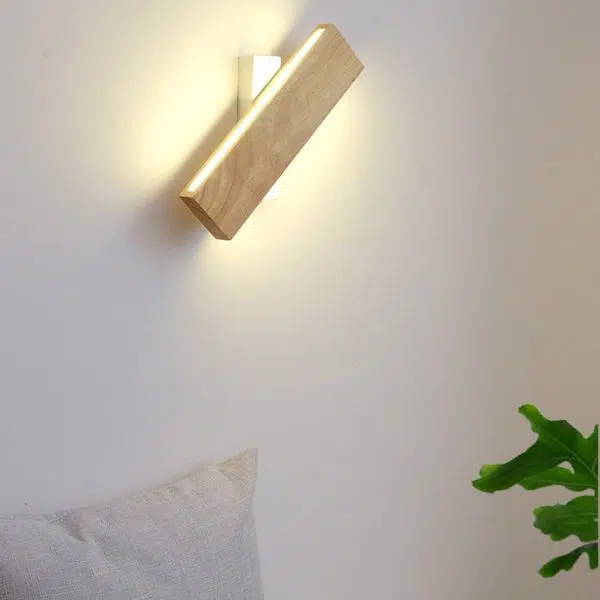 Japanese Minimalist Log Rectangular Flat Rotatable LED Wall Sconce Lamp - Image 20