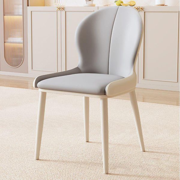 Contemporary Nordic Curved Microfiber Leather Upholstered Dining Chair Backrest For Dining Room - Image 9