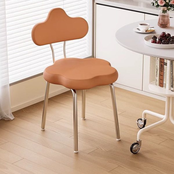 Contemporary Nordic Flower Shape Leather Metal Swivel Dining Chair Backrest For Living Room - Image 3