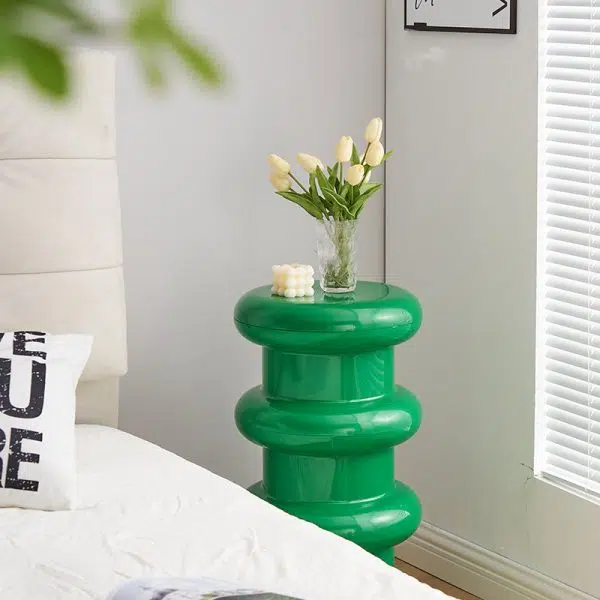 Contemporary Scandinavian Cylinder Frame Plastic Acrylic Vanity Stool 1-Leg For Bedroom - Image 14