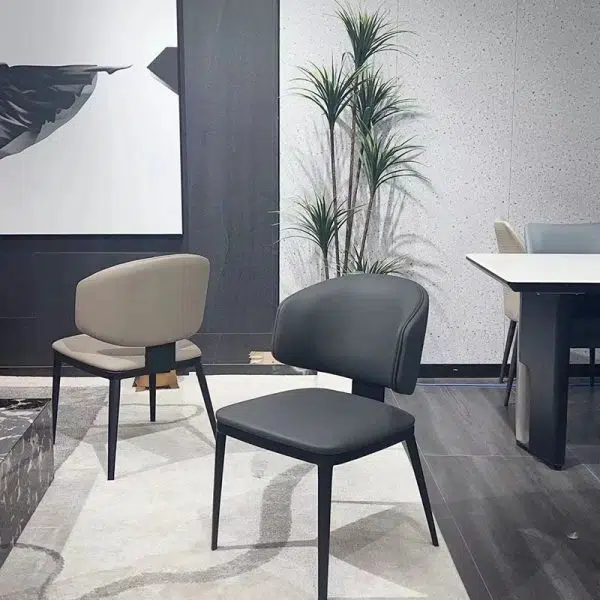 Modern Luxury Square Leather Iron Chair Backrest Armless For Living Room - Image 14