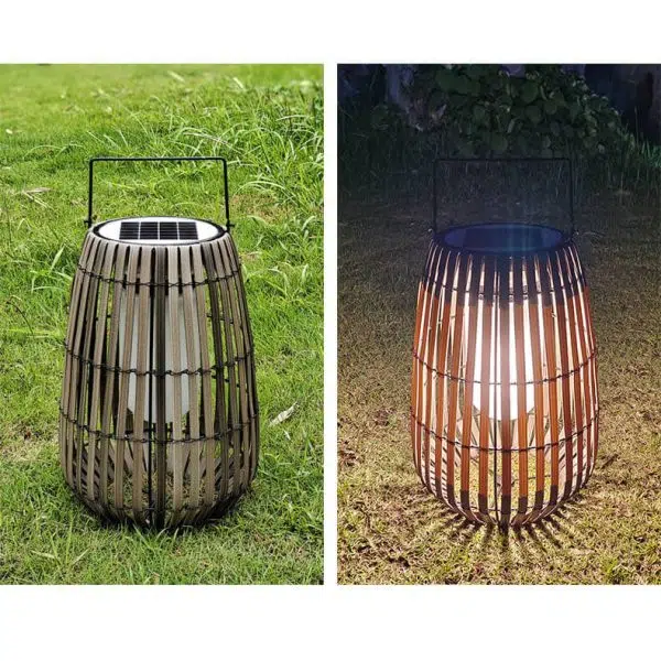 Modern Rustic Rattan Weaving Portable Outdoor Waterproof Solar LED Lawn Landscape Light - Image 18