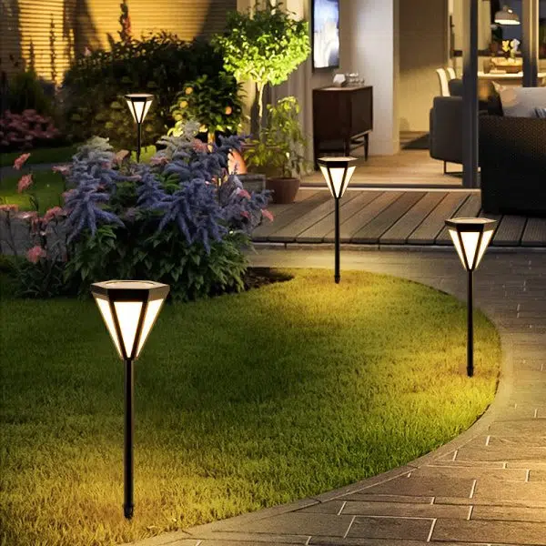 Modern Minimalist Waterproof Solar Tri-Prism Iron Acrylic Ground Plug LED Landscape Light For Garden - Image 2