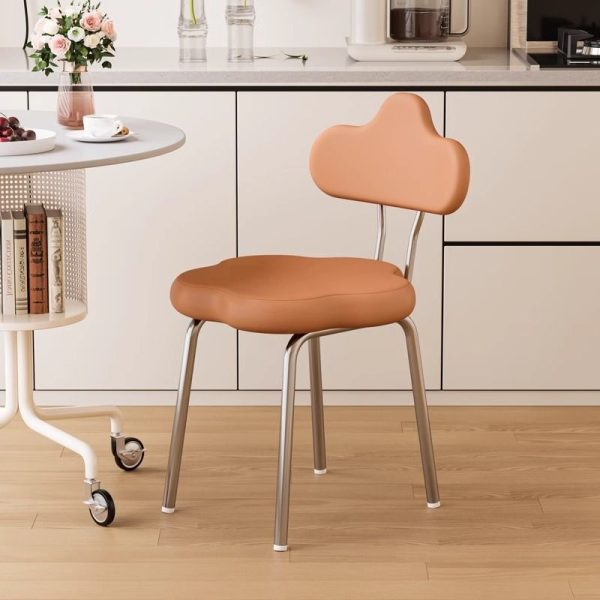 Contemporary Nordic Flower Shape Leather Metal Swivel Dining Chair Backrest For Living Room - Image 10
