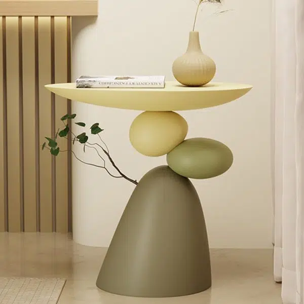 Contemporary Creative Round Elliptical Branch Slab Resin End Table For Bedroom - Image 2