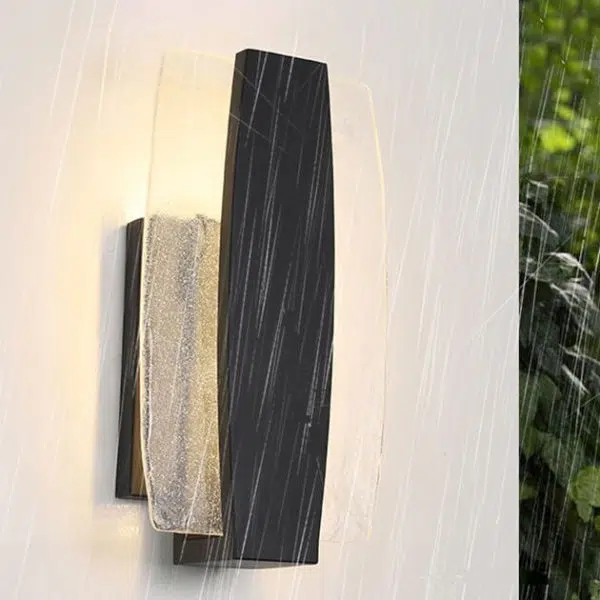 Modern Minimalist Rectangle Aluminum Glass LED Wall Sconce Lamp For Outdoor Patio - Image 8