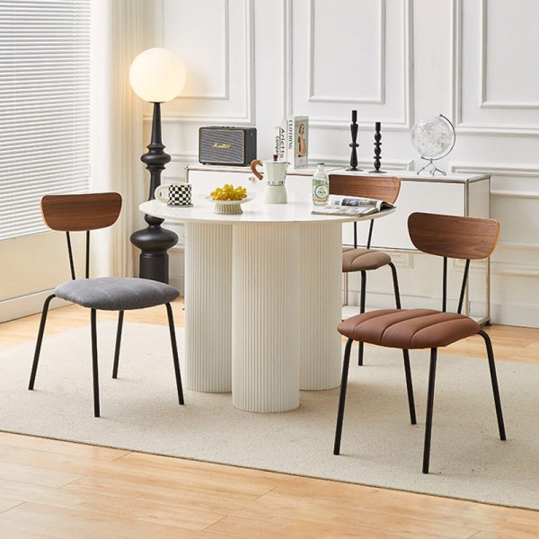 Contemporary Luxury Square PU Leather Carbon Steel Dining Chair Backrest For Dining Room - Image 4