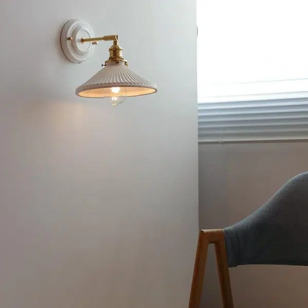 Vintage Japanese Ceramic Brass 1-Light Wall Sconce Lamp - Image 28