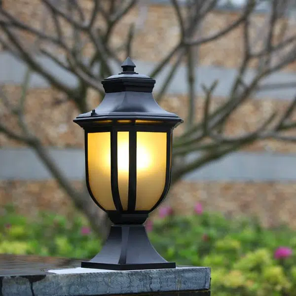 European Vintage Glass Aluminum Cage 1-Light Outdoor Waterproof Landscape Light - Image 4