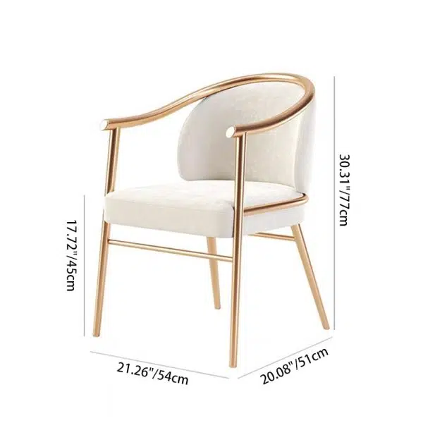 Contemporary Luxury Rectangular Iron Velvet Chair Backrest Armrest For Living Room - Image 4