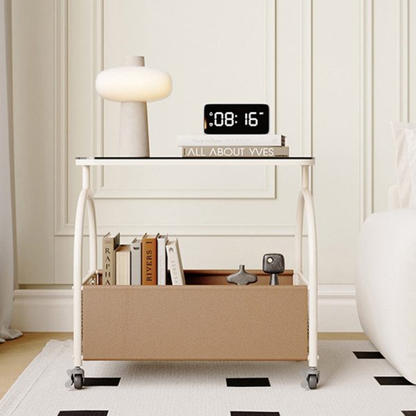 Contemporary Luxury Movable Rectangular Top Tempered Glass End Table 2-Tier For Living Room - Image 3