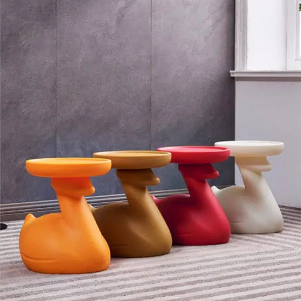 Contemporary Creative Plastic Tray Top Swan Shape Base End Table For Living Room - Image 12