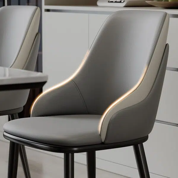 Modern Minimalist Curved Leather Iron Chair Backrest Armless For Living Room - Image 9