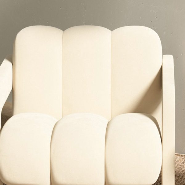 Contemporary Scandinavian Velvet Lambswool Wood Sponge Single Sofa Backrest Armrest For Living Room - Image 7