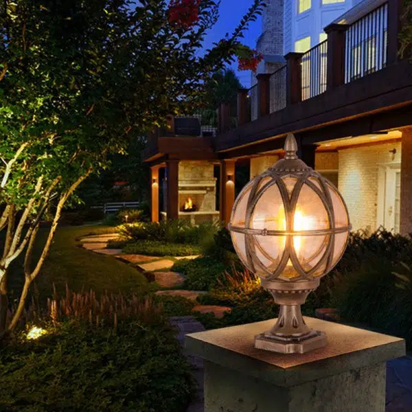 Traditional Colonial Globe Glass Aluminum 1-Light Outdoor Light For Garden - Image 3