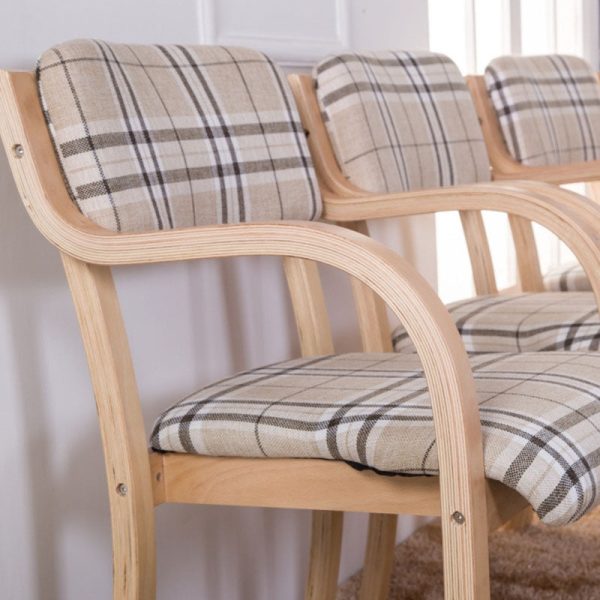 Contemporary Nordic Wood Cotton Linen Fabric Leather Velvet Sponge Square Dining Chair Backrest Armrest For Dining Room - Image 6