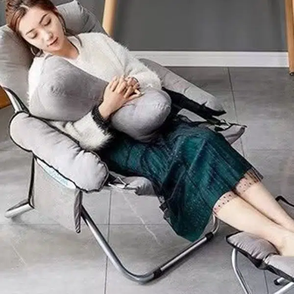 Modern Minimalist Square Back Cotton Stainless Steel Accent Chair Backrest Armrest For Living Room - Image 9