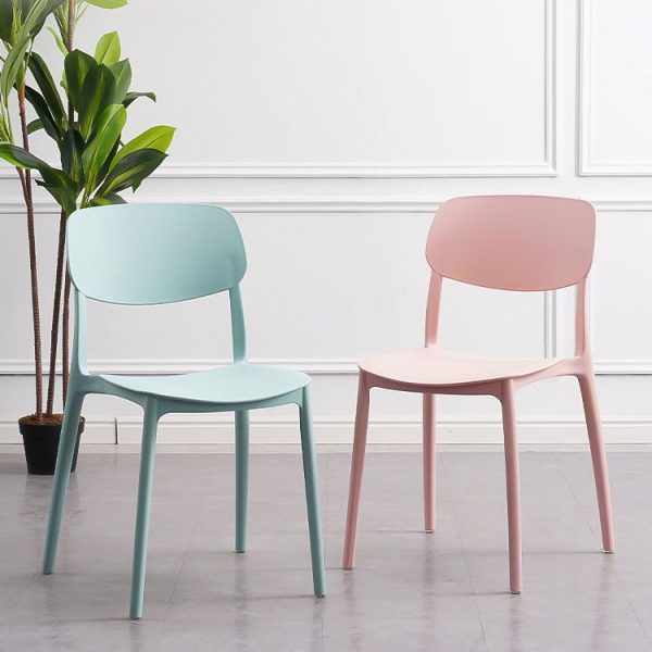 Contemporary Nordic Macaron Plastic Square Stackable Dining Chair Open Back For Dining Room - Image 18
